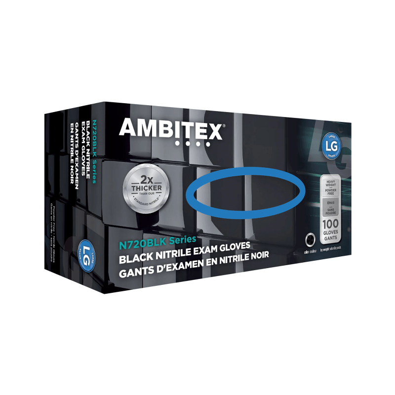 Ambitex 6 Mil Black Nitrile Powder - Free Gloves (100/Box) - Custom Dealer Solutions - NLG720BLK