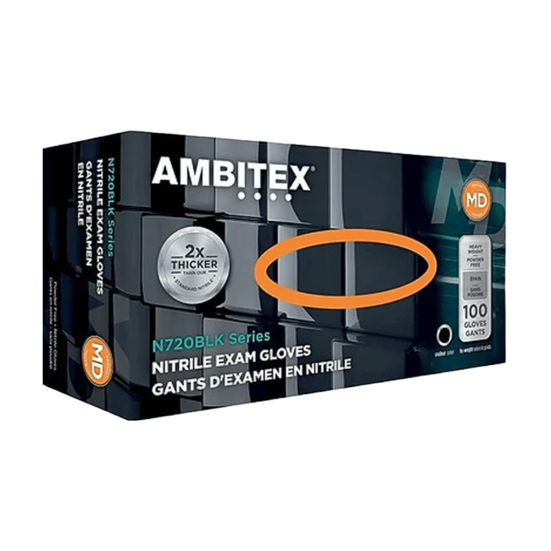 Ambitex 6 Mil Black Nitrile Powder - Free Gloves (100/Box) - Custom Dealer Solutions - NMD720BLK