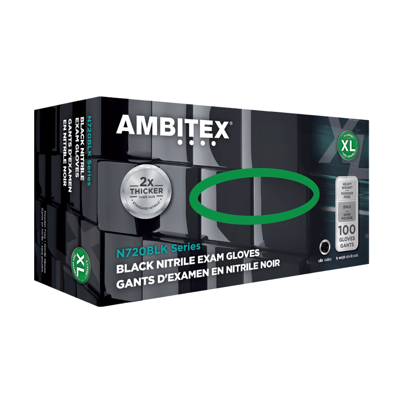 Ambitex 6 Mil Black Nitrile Powder - Free Gloves (100/Box) - Custom Dealer Solutions - NXL720BLK