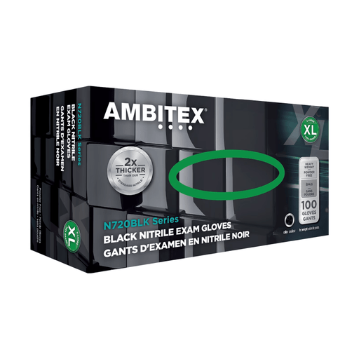Ambitex 6 Mil Black Nitrile Powder - Free Gloves (100/Box) - Custom Dealer Solutions - NXL720BLK