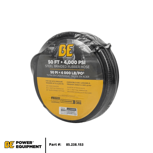 BE 50ft x 3/8" 4000 PSI Black Rubber Hose (85.238.153) - Custom Dealer Solutions - 85.238.154