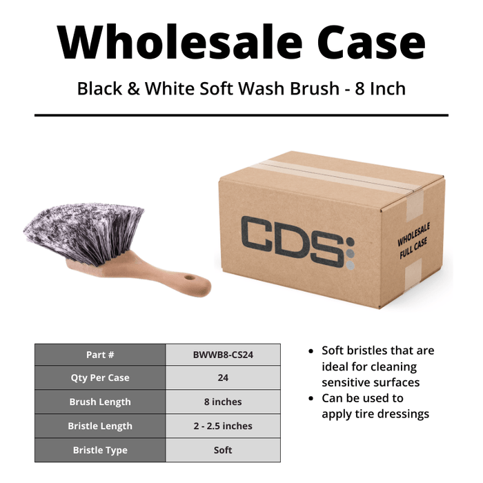 Black & White Wash Brush - 8 Inch [Case of 24] - Custom Dealer Solutions - BWWB8 - CS24