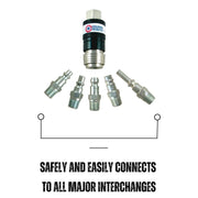 Coilhose Pneumatics 5 - in - 1 Safety Exhaust Coupler 1/4" Body, 1/4" FPT - Custom Dealer Solutions - 150USE - DPB