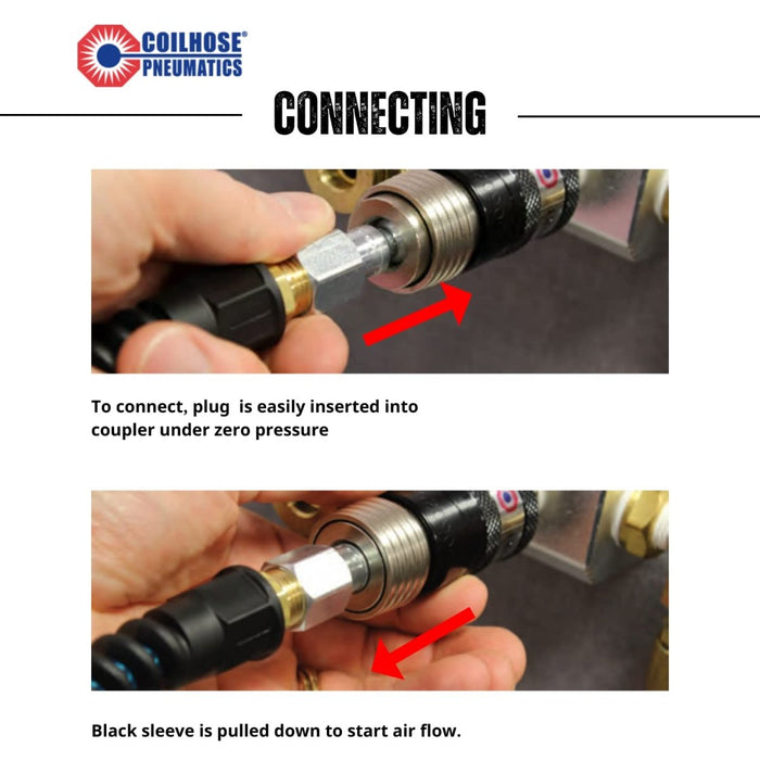 Coilhose Pneumatics 5 - in - 1 Safety Exhaust Coupler 1/4" Body, 1/4" FPT - Custom Dealer Solutions - 150USE - DPB