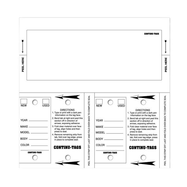 Continu - Tags {EZ384} - Custom Dealer Solutions - EZ384 - WHITE
