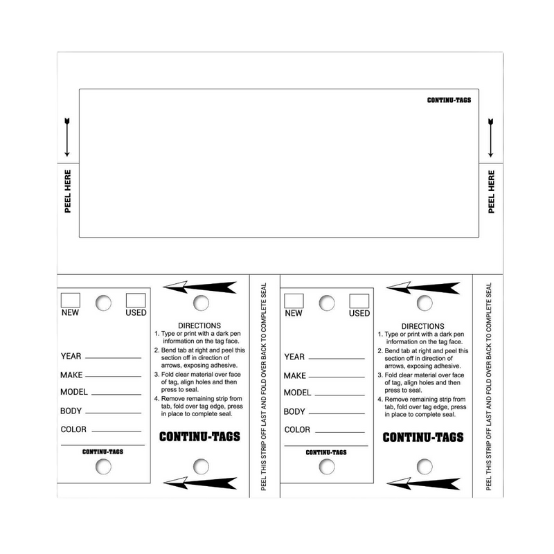 Continu - Tags {EZ384} - Custom Dealer Solutions - EZ384 - WHITE