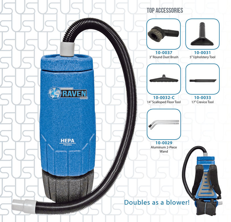 HEPA Raven 6 - Quart Backpack Vacuum w/ 5 Piece Standard Tool Kit - Custom Dealer Solutions - 70 - 4001
