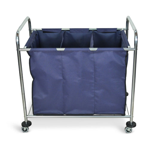 Industrial Divided Canvas Bag Laundry Cart (3 Sections) - Custom Dealer Solutions - HL15