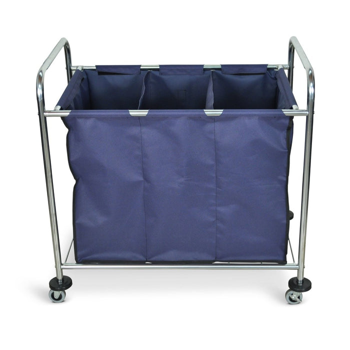 Industrial Divided Canvas Bag Laundry Cart (3 Sections) - Custom Dealer Solutions - HL15