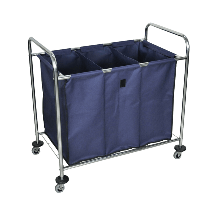 Industrial Divided Canvas Bag Laundry Cart (3 Sections) - Custom Dealer Solutions - HL15