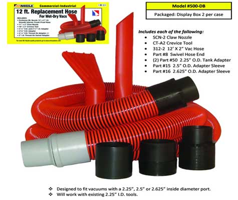 Mr. Nozzle™ 12' x 2" Vacuum Hose Replacement Kit - Custom Dealer Solutions - M - 500 - DB