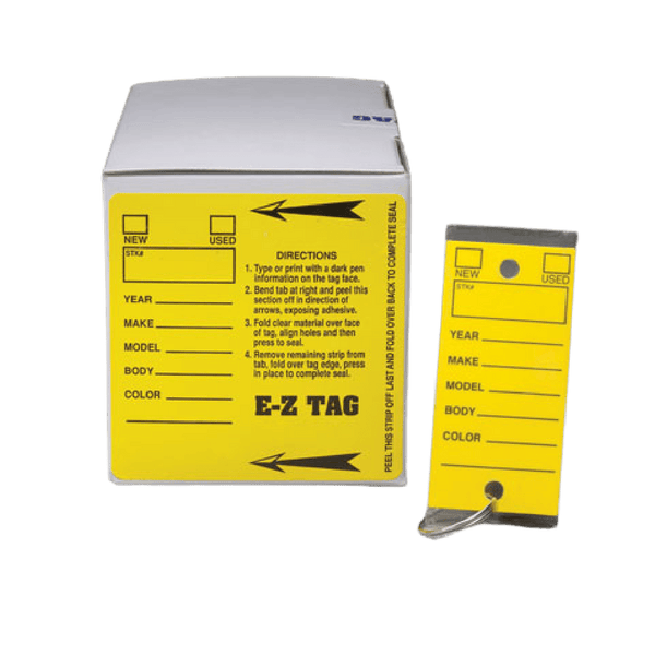 Square Corner Self - Laminating Key Tags - Custom Dealer Solutions - EZ403 - YELLOW