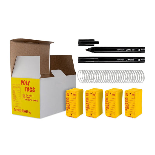 Yellow Poly Hanging Tags - Custom Dealer Solutions - 250Y